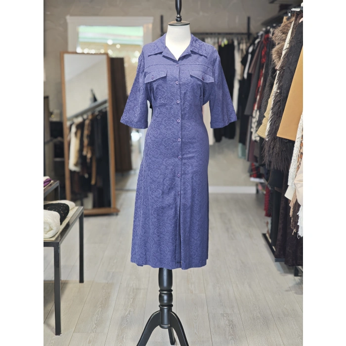 LACİVERT GÖMLEK ELBİSE