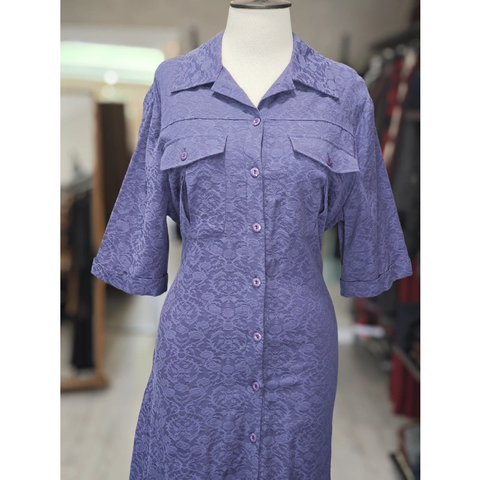 LACİVERT GÖMLEK ELBİSE