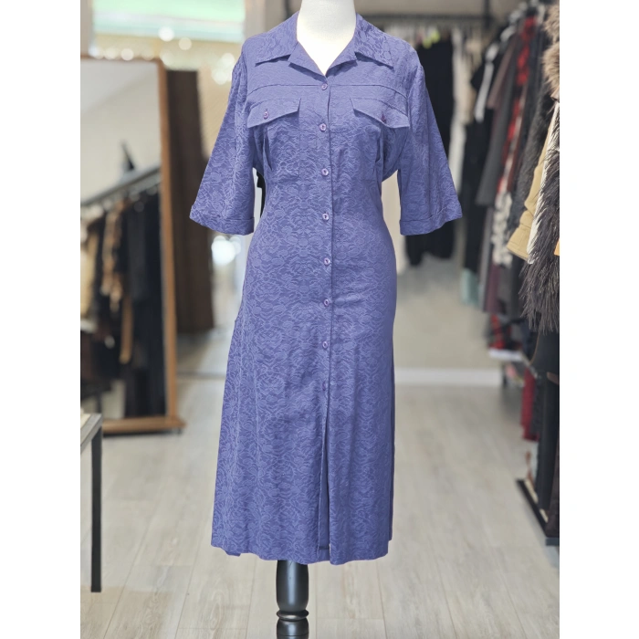 LACİVERT GÖMLEK ELBİSE