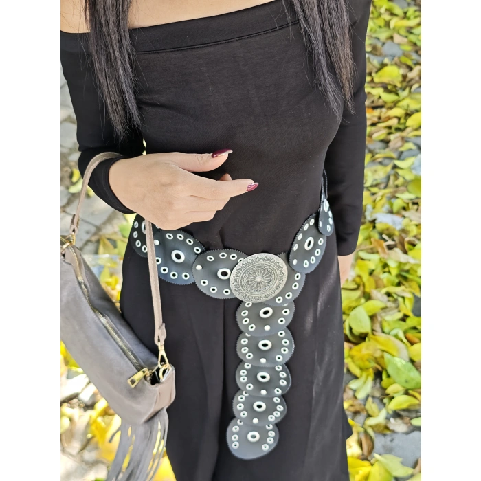 SİYAH KAYIK YAKA UZUN ELBİSE