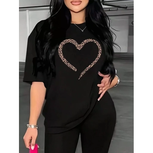 Baskılı Kadın T-shirt - Siyah