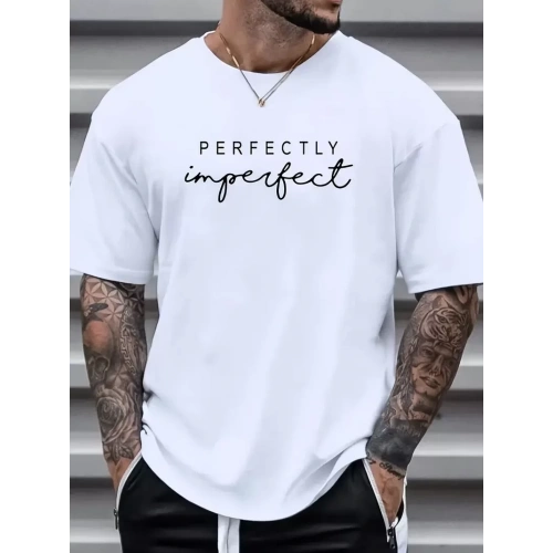 Baskılı Oversize Bisiklet Yaka T-shirt - Beyaz