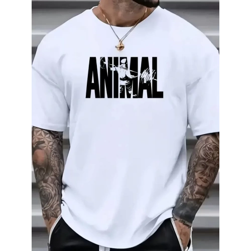 Baskılı Oversize Bisiklet Yaka T-shirt - Beyaz