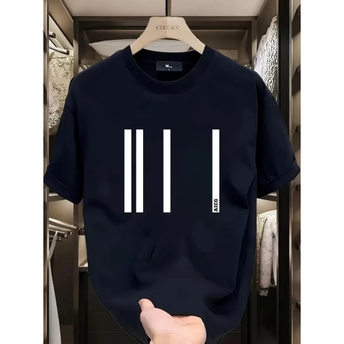 Baskılı Oversize Bisiklet Yaka T-shirt - Siyah