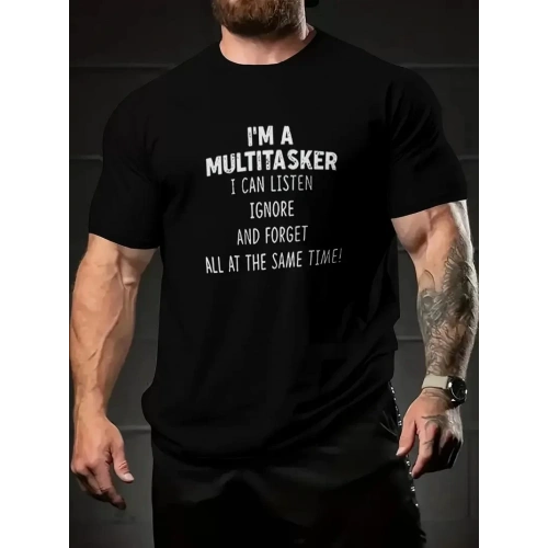 Baskılı Oversize Bisiklet Yaka T-shirt - Siyah