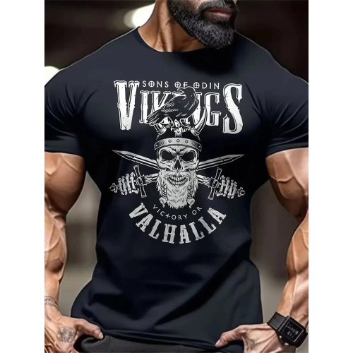 Baskılı Oversize Bisiklet Yaka T-shirt - Siyah