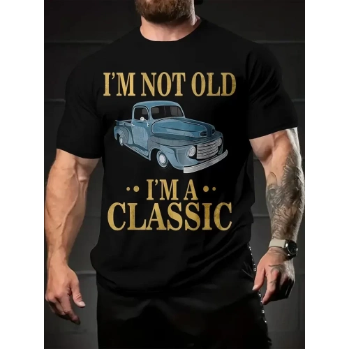 Baskılı Oversize Bisiklet Yaka T-shirt - Siyah