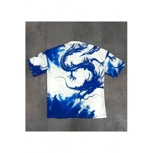 Erkek Dijital Sırt Baskılı Oversize T-shirt - Beyaz