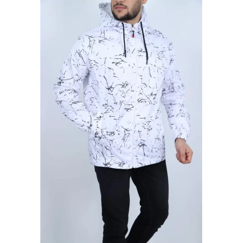 Erkek İçi Astarlı Yağmurluk - Beyaz