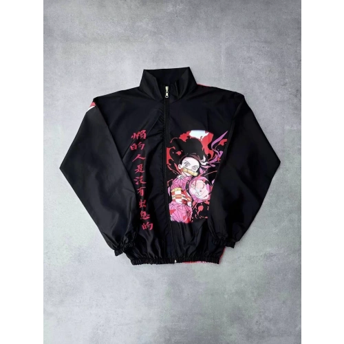 Fermuarlı Dijital Baskılı Rüzgarlık - Siyah