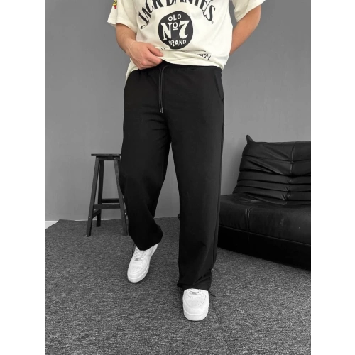 İki İplik Kumaş Baggy Alt Esofman - Siyah