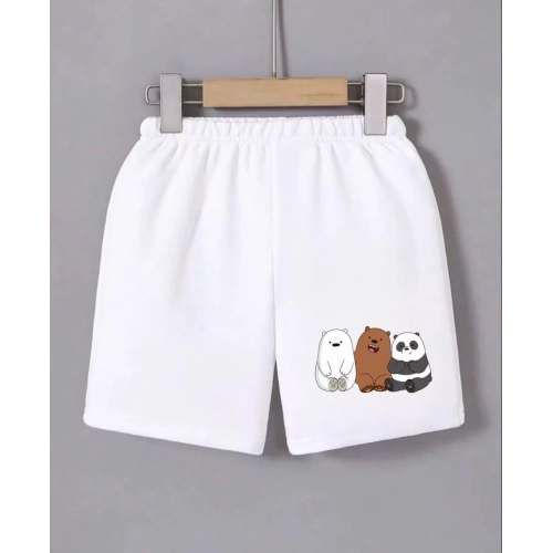 Kadın Beli Lastikli Baskılı Mini Şort - Beyaz