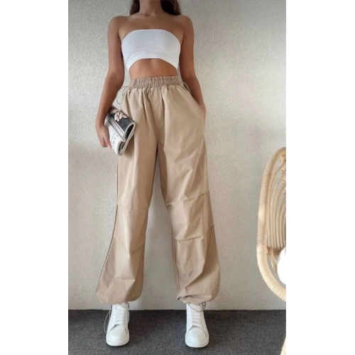 Kadın Cepli Paraşut Pantalon - Bej