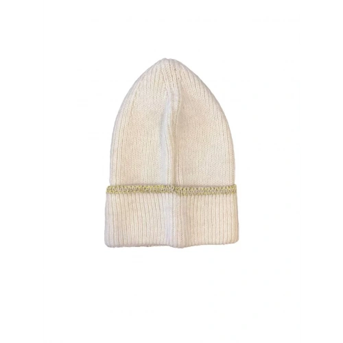 Kadın Dokuma Simli Triko Bere - Beyaz