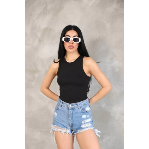 Kadın Kolsuz Badi bluz - Siyah