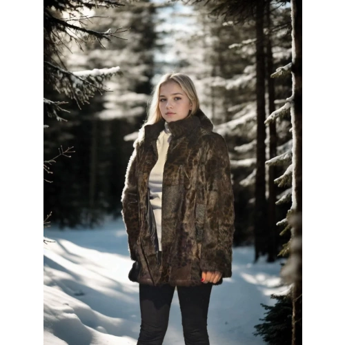 Kadın Uzun Kollu Deri Ceket - Leopar