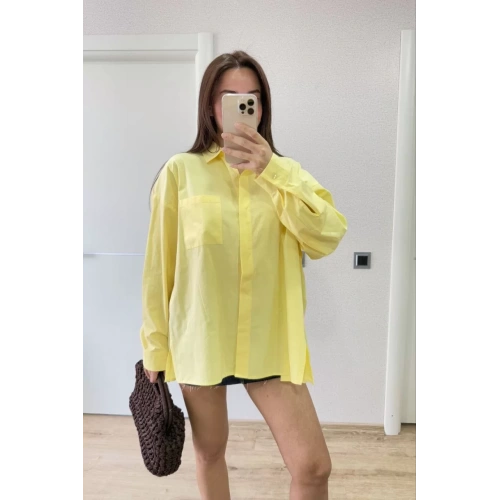 Kadın Yakalı Yandan Yırtmaçlı Gömlek - Sarı