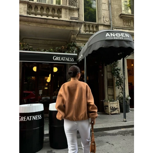 Kaşe Kaşmir Fermuarlı CEKET - Kahve