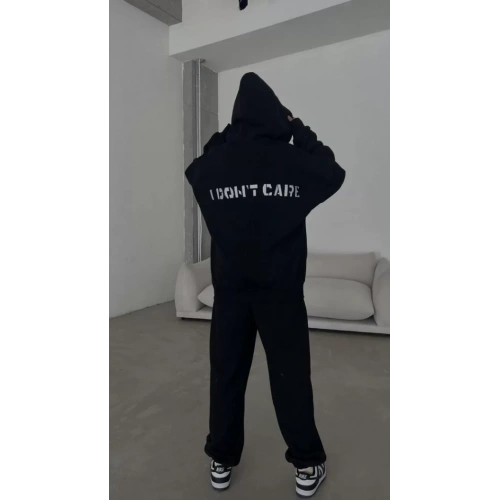 Nakış İşlemeli Üç İplik Sweat Takım- Siyah