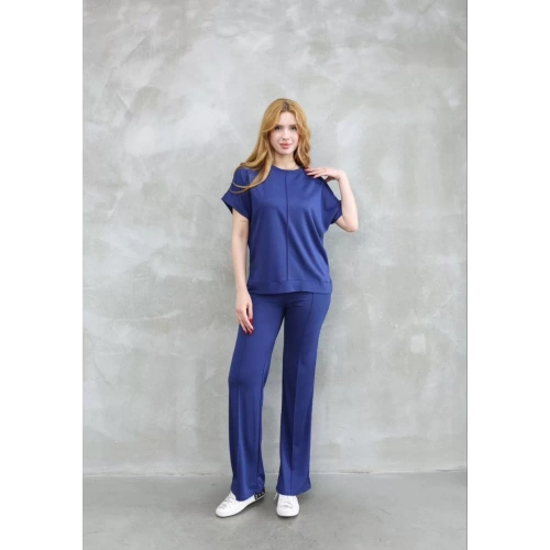 Osy Modal Yumuşak dokulu Kumaş Bisiklet Yaka Kısa Kollu Takım - Lacivert