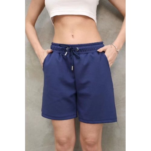 Osy Modal Yumuşak dokulu Kumaş Kadın Kısa Şort - Mavi