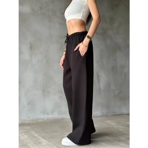 Palazzo Bol Paça Eşofman Pantolon - Siyah