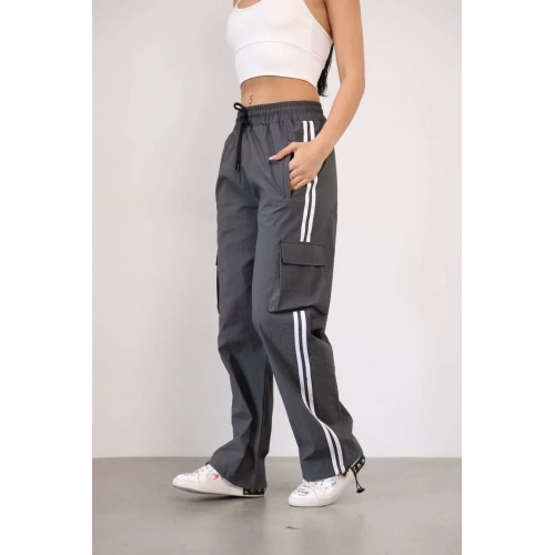 Paraşüt Kumaş Kargo Ceplı Baggy Eşofman - Gri