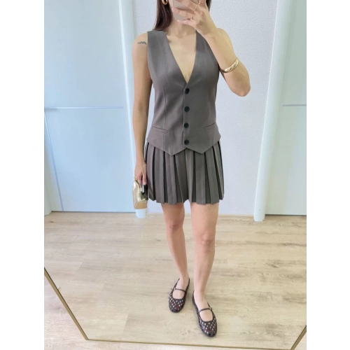 Takım Görünümlu Yelekli Mini Elbise- Füme