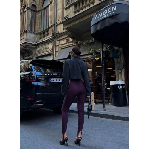 Toparlayıcı füzo tayt Likralı Ayak Detaylı - Bordo