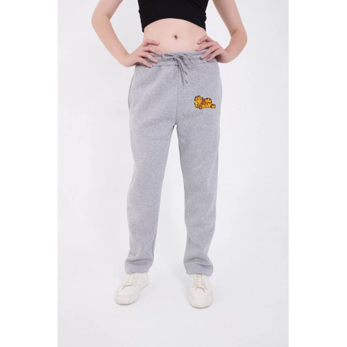 Üç İplik Baskılı Eşofman Pantolon - Gri