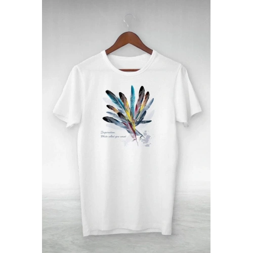 Unisex Baskılı Oversize T-Shirt - Beyaz