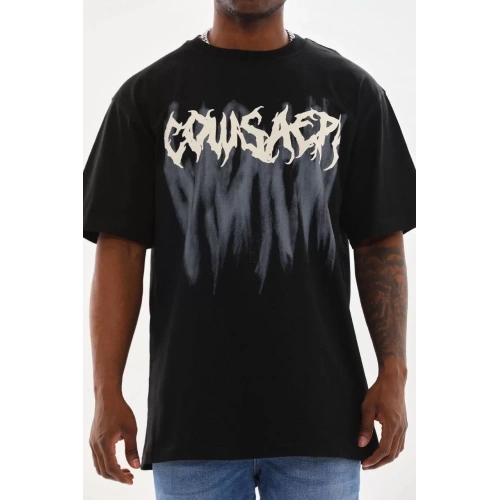 Unisex Baskılı Oversize T-Shirt - Siyah