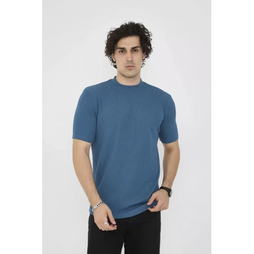 Unisex Bisiklet Yaka Slim fit T-Shirt- Turkuaz