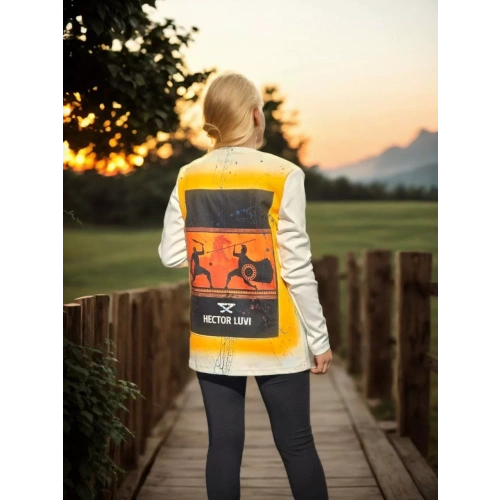 Unisex Bisiklet Yaka Uzun Kollu T-Shirt - Beyaz