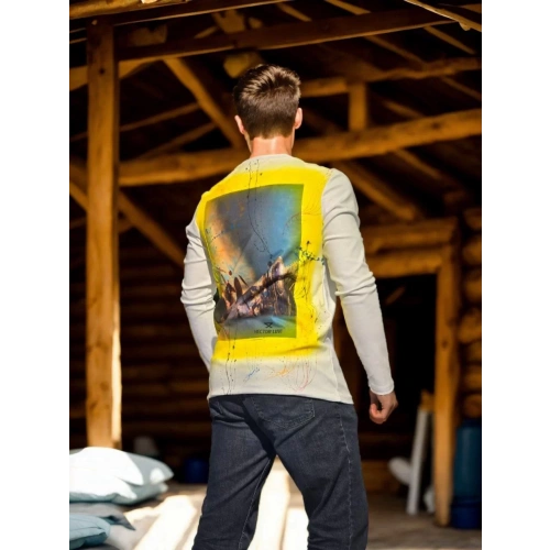 Unisex Bisiklet Yaka Uzun Kollu T-Shirt - Beyaz