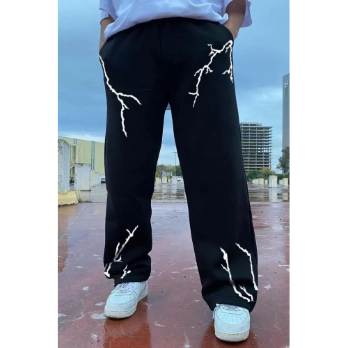 Unisex Dijital Baskılı Eşofman Altı - Siyah