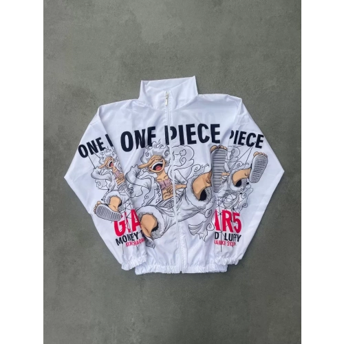 Unisex Fermuarlı Dijital Baskılı Rüzgarlik - Beyaz