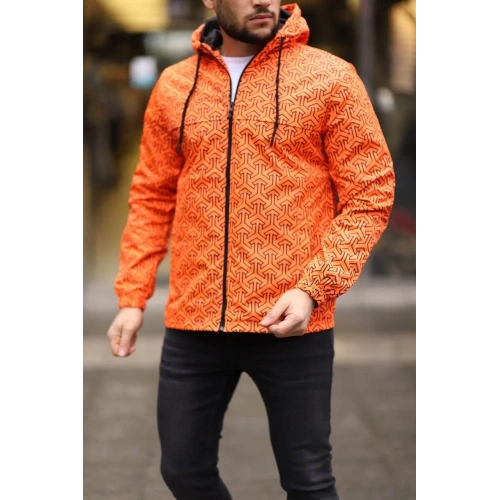 Unisex Kapüşonlu İçi Astarlı Yağmurluk - Turuncu