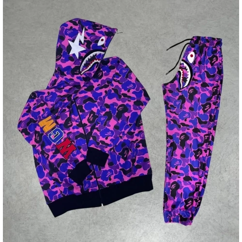 Unisex Pubg Bape x Shark Eşofman Takımı - Mor