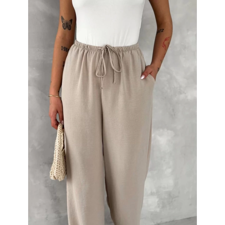 Ayrobin Oversize Kadın Pantalon - Bej