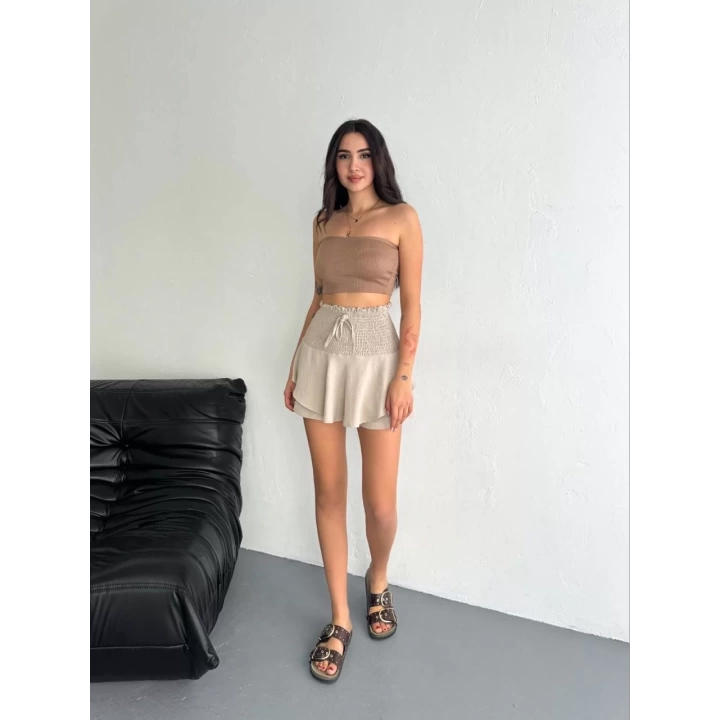 Ayrobin Şortlu Etek - Bej