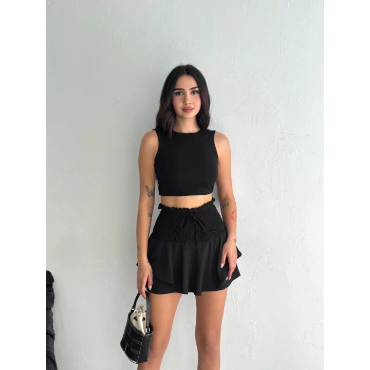 Ayrobin Şortlu Etek - Siyah