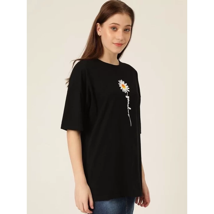 Baskılı Kadın T-shirt - Siyah