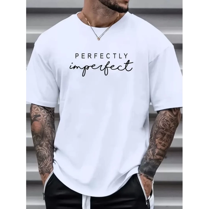 Baskılı Oversize Bisiklet Yaka T-shirt - Beyaz