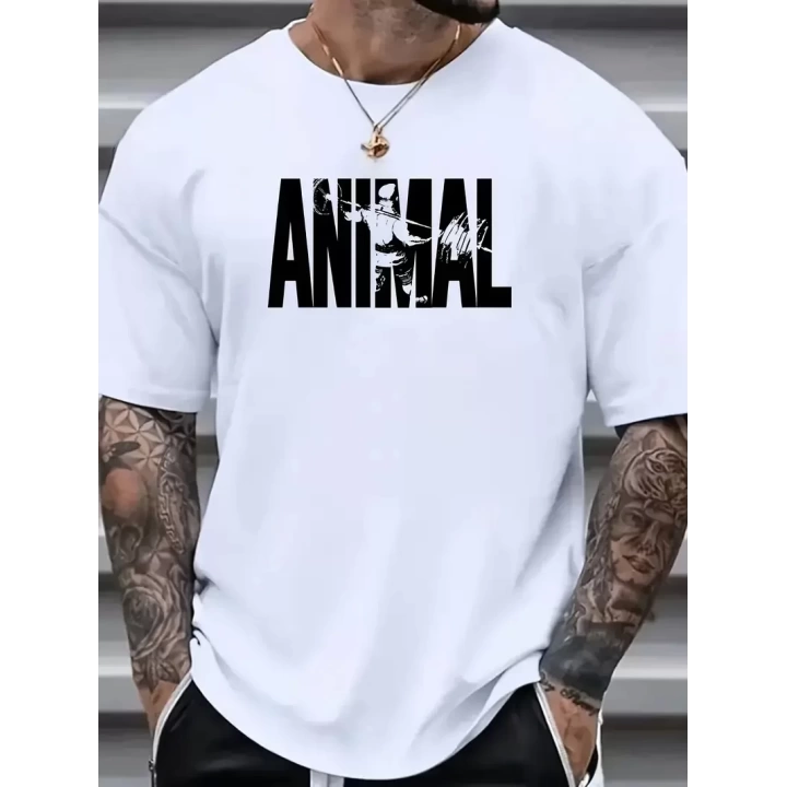 Baskılı Oversize Bisiklet Yaka T-shirt - Beyaz