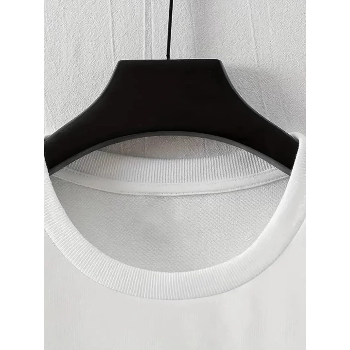 Baskılı Oversize Bisiklet Yaka T-shirt - Beyaz