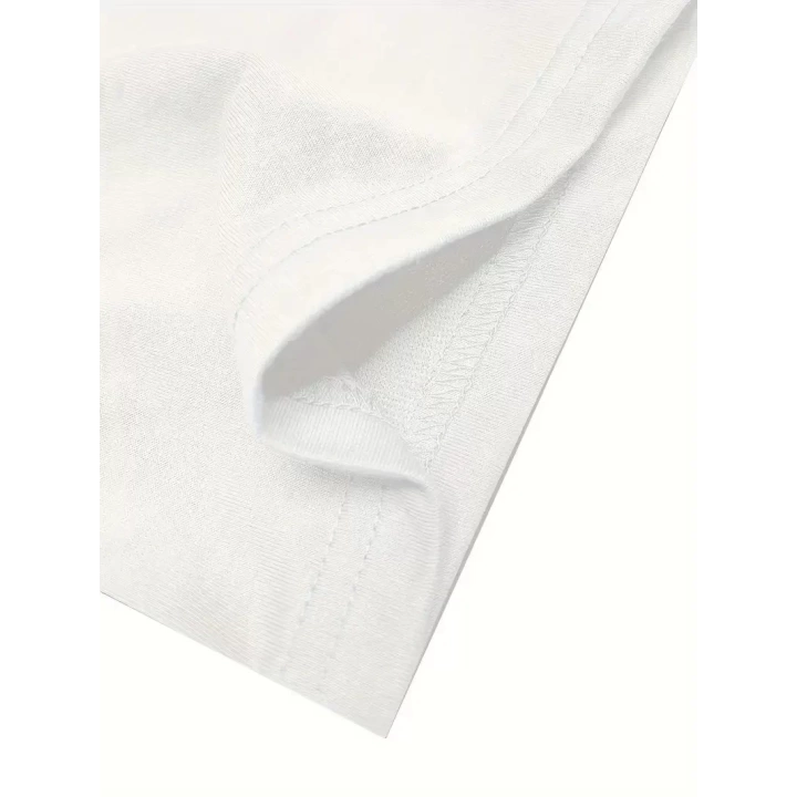 Baskılı Oversize Bisiklet Yaka T-shirt - Beyaz