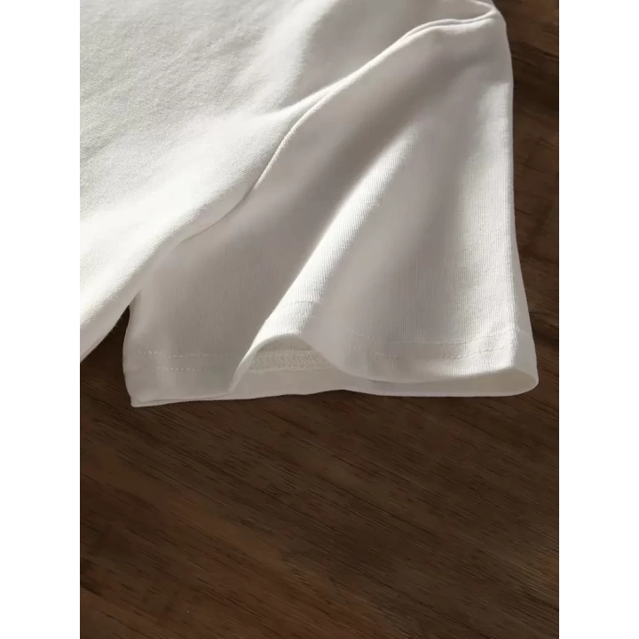 Baskılı Oversize Bisiklet Yaka T-shirt - Beyaz