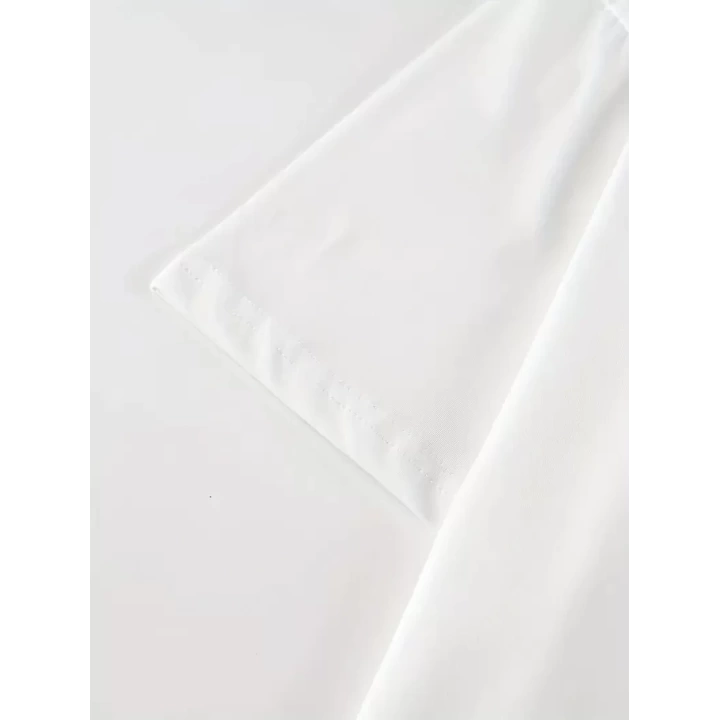 Baskılı Oversize Bisiklet Yaka T-shirt - Beyaz