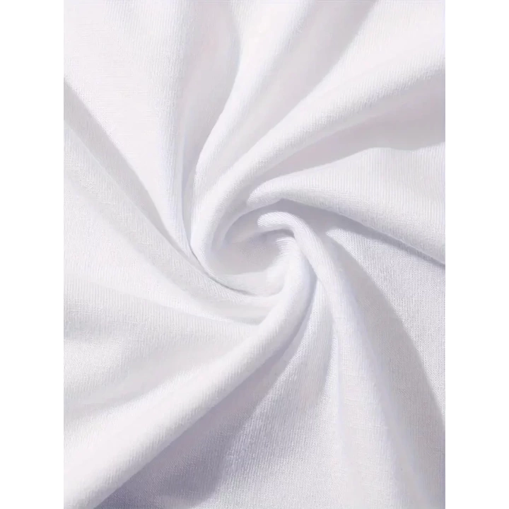Baskılı Oversize Bisiklet Yaka T-shirt - Beyaz